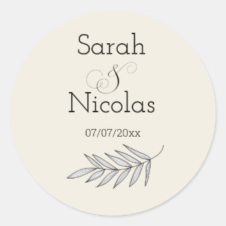 Pegatina Redonda Wedding stickers personalized minimalist
