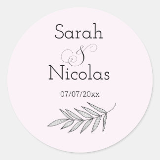 Pegatina Redonda Wedding stickers personalized minimalist