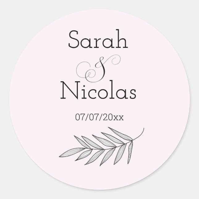 Pegatina Redonda Wedding stickers personalized minimalist