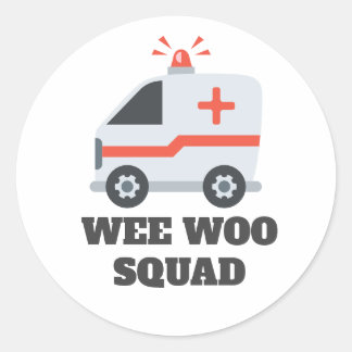 Pegatina Redonda Wee Woo Squad, Ambulance EMS 911