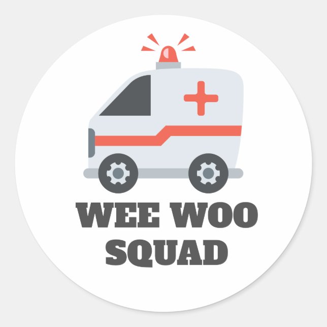 Pegatina Redonda Wee Woo Squad, Ambulance EMS 911 (Anverso)