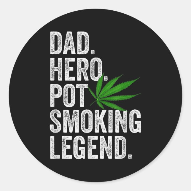 Pegatina Redonda Weed Dad Shirt Funny Stoner Christmas T Smoker Hum (Anverso)