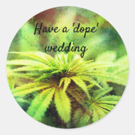 Pegatina Redonda Weed Grunge, Boda Pun