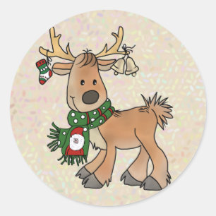 Pegatina Redonda Weihnachtsrentier
