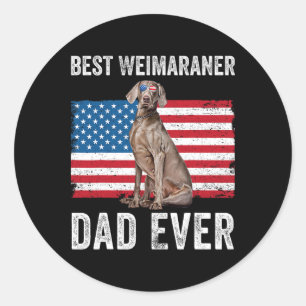 Pegatina Redonda Weimaraner Dad American Flag Perro Lover Dueño 4O