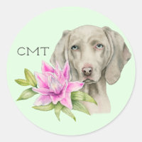 Weimaraner Dog and Lily Watercolor | Monograma