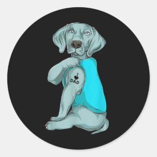 Pegatina Redonda Weimaraner I Love Dad Tattoo Apparte, Dog Dad Gift