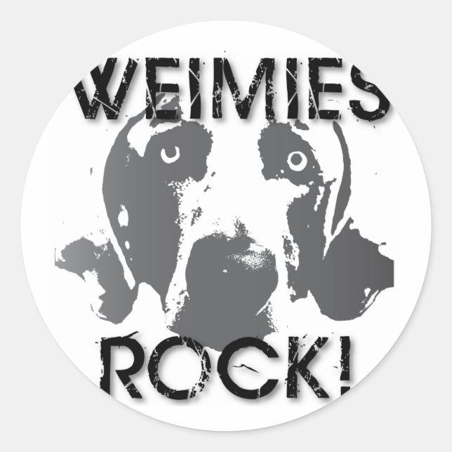 Pegatina Redonda Weimaraner Nation : Weimies ROCK! (Anverso)