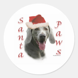 Pegatina Redonda Weimaraner Santa Paws