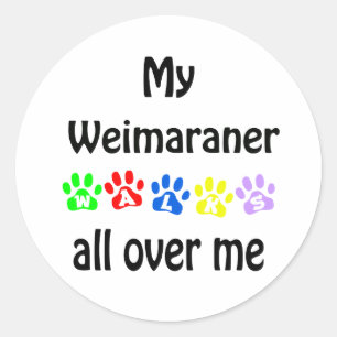 Pegatina Redonda Weimaraner Walks Design