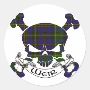 Pegatina Redonda Weir Tartan Skull