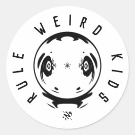 Pegatina Redonda Weird Kids Rule Sticker – Funny Weirdness Motto