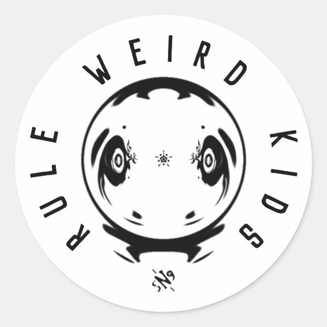 Pegatina Redonda Weird Kids Rule Sticker – Funny Weirdness Motto (Anverso)