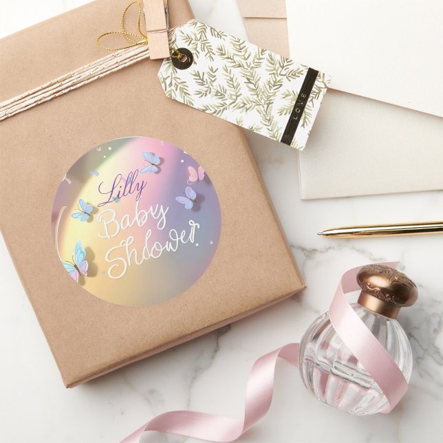 Pegatina Redonda Welcome Baby Lily – Butterfly Baby Girl Sticker (Subido por el creador)