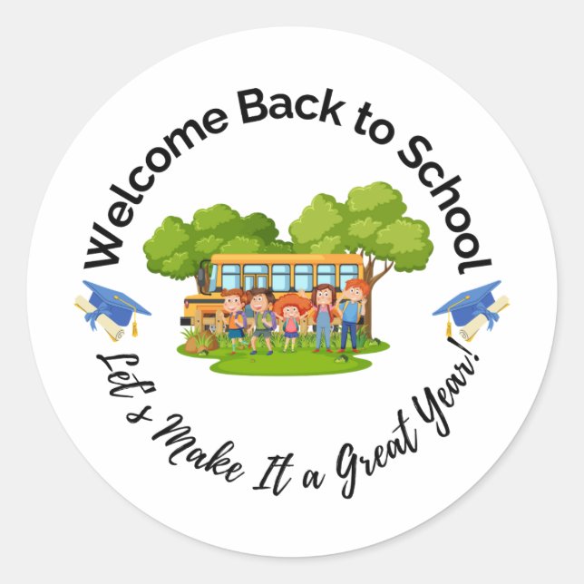 Pegatina Redonda Welcome Back to School Sticker (Anverso)