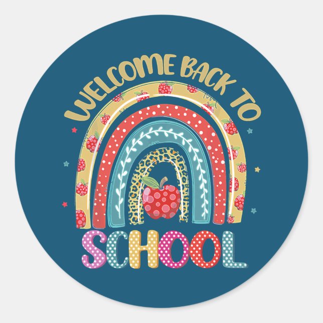 Pegatina Redonda Welcome Back To School Teacher Student Life Boho (Anverso)