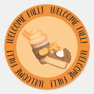 Pegatina Redonda Welcome Fall Pumpkin pie