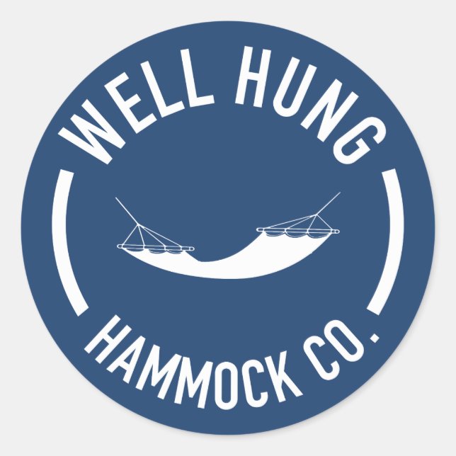 Pegatina Redonda Well Hung Hammock Company (Anverso)
