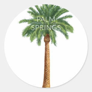 Pegatina Redonda Wellcoda Palm Springs Holiday Verano Fun