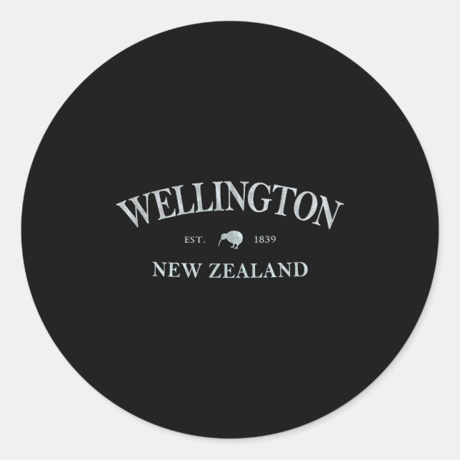 Pegatina Redonda Wellington New Zealand _ Wellington Nz Graphic Pri (Anverso)