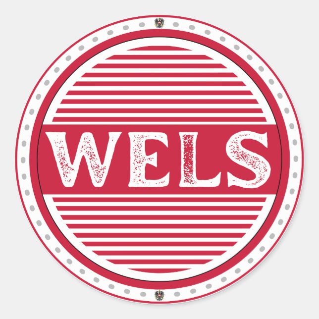 Pegatina Redonda Wels City Pride Emblem – Austrian Identity (Anverso)