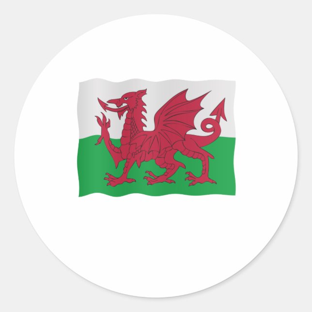 Pegatina Redonda Welsh flag (Anverso)