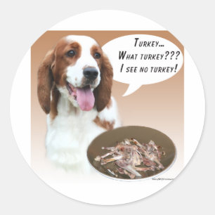 Pegatina Redonda Welsh Springer Spaniel Turkey