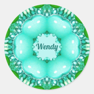 Pegatina Redonda WENDY ~ Bright Abstract Fractal Pattern ~ Classic
