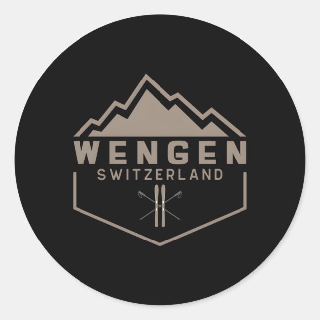 Pegatina Redonda Wengen Suiza (Anverso)