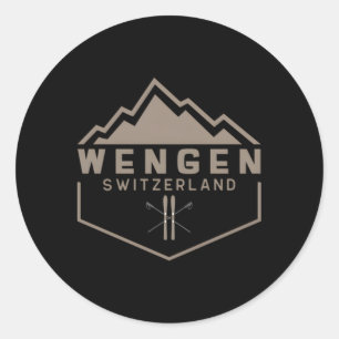 Pegatina Redonda Wengen Suiza