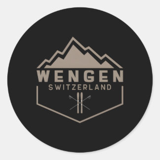 Pegatina Redonda Wengen Suiza
