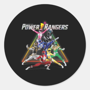 Pegatina Redonda wer Rangers Pirámide Arcoíris Acción Retro rtrait
