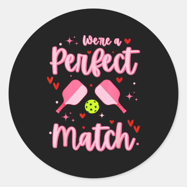 Pegatina Redonda We're A Perfect Match Funny Ckleball Valentines Da (Anverso)
