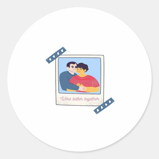 Pegatina Redonda Were Better Together Graphic Minimal Design  (Anverso)
