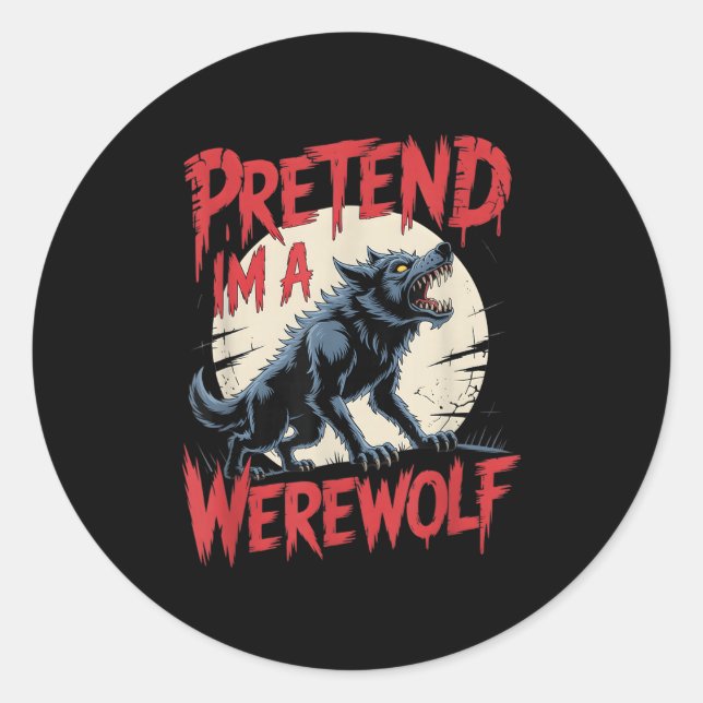 Pegatina Redonda Werewolf Costume  (Anverso)