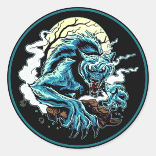 Pegatina Redonda Werewolf Moon