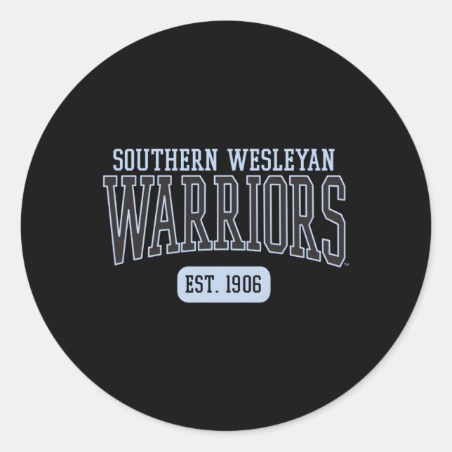 Pegatina Redonda Wesleyan Swu Warriors del Sur Fecha Este (Anverso)