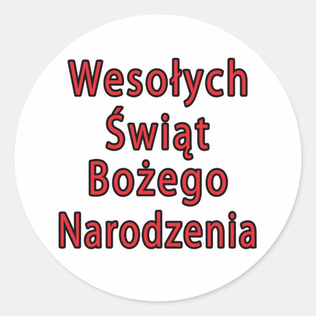 Pegatina Redonda Wesolych Swiat Bozego Narodzenia (Anverso)