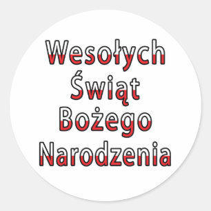 Pegatina Redonda Wesolych Swiat Bozego Narodzenia