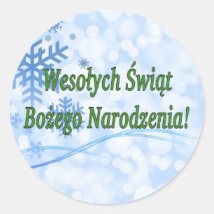 Pegatina Redonda Wesołych Świąt ...! Feliz Navidad en el Golfo Pola