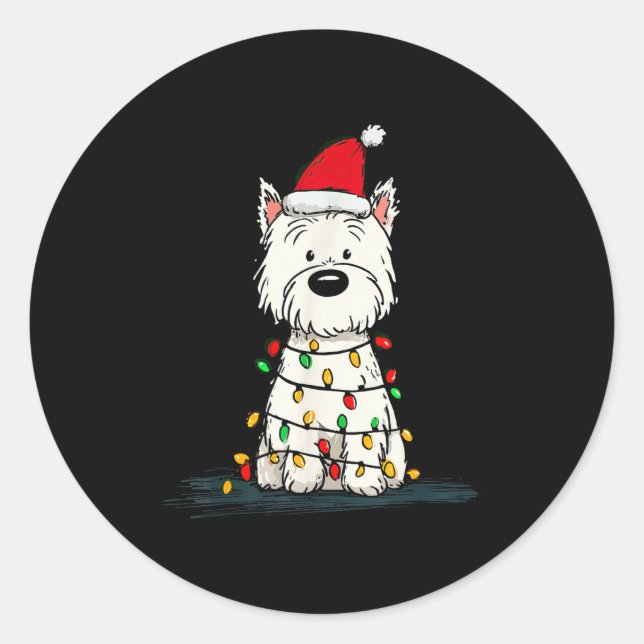Pegatina Redonda West Highland White Terrier Christmas Graphics Dog (Anverso)