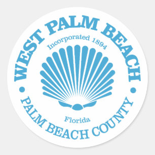 Pegatina Redonda West Palm Beach (concha de mar)