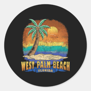 Pegatina Redonda West Palm Beach Florida Vintage Molestias Souveni