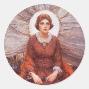 Pegatina Redonda Western antiguo, Madonna de la Pradera de Koerner