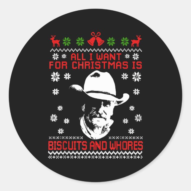 Pegatina Redonda Western Biscuits And S Christmas Quote  (Anverso)