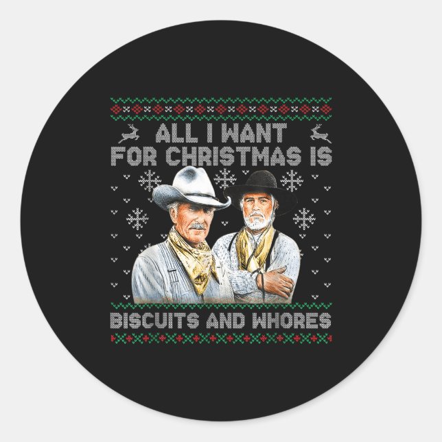 Pegatina Redonda Western Biscuits And S Christmas Quote  (Anverso)