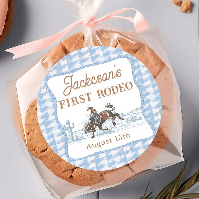 Pegatina Redonda Western Blue Cowboy Rodeo Birthday Sticker (Subido por el creador)