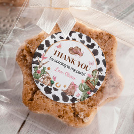 Pegatina Redonda Western Bows Pink Cowgirl Birday