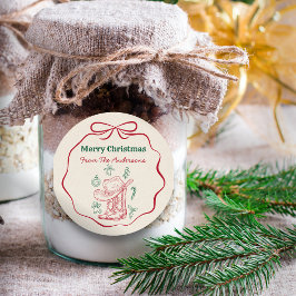 Pegatina Redonda Western Cowboy Boots Retro Hand Drawn Ribbon Bow 