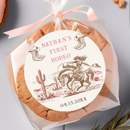 Pegatina Redonda Western Desert Boots Rodeo Birthday Sticker